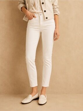 LOFT Curvy High Rise White Skinny Jeans Stretch Denim Size 2
